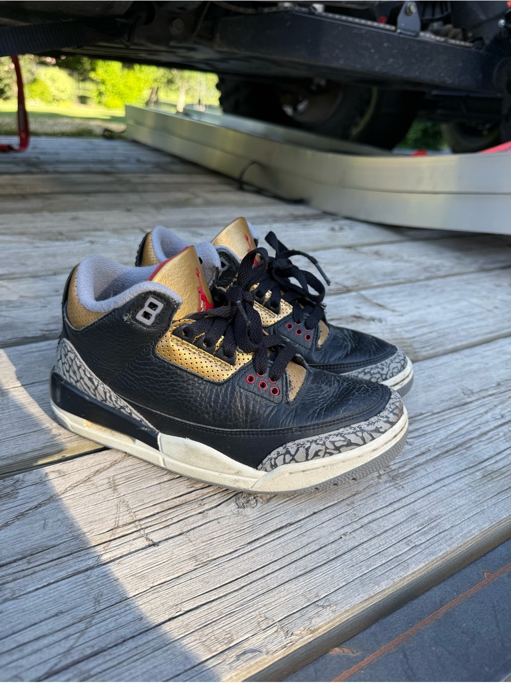 Air Jordan 3 Retro Black/Gold Basketball Shoes women’s 6.5